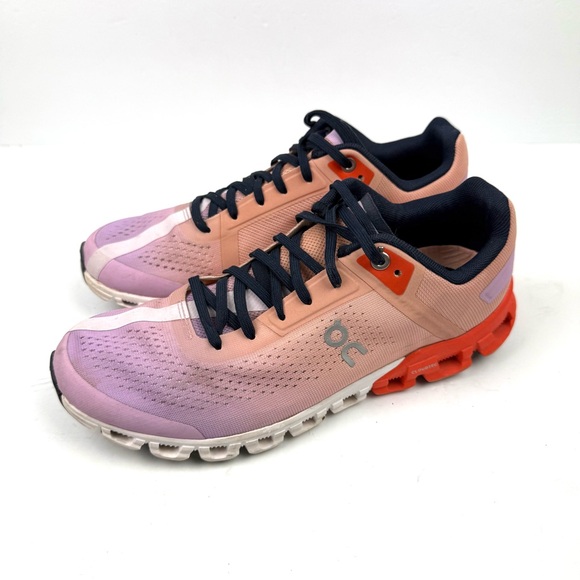 On Clouds Shoes - On Cloud Running Shoes‎ 7.5 Cloud Flow Rose Fiji Lace Up Womens Sneakers